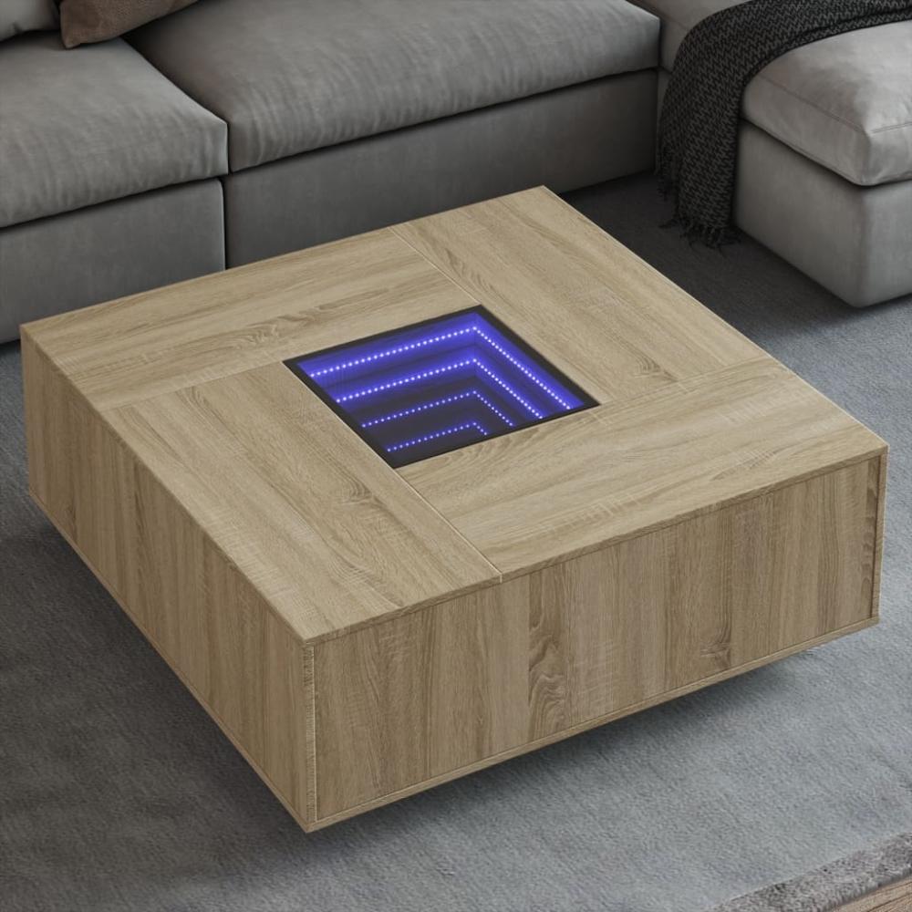 vidaXL Couchtisch mit Infinity-LED Sonoma-Eiche 100x100x40 cm 3284044 Bild 1