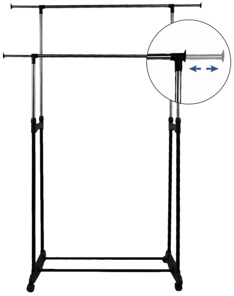 JEOBEST Kleiderständer Kleiderstange Wäscheständer Kleiderwagen Höhenverstellbar 108 - 170cm, Doppel Garderobenständer mit Rollen, Schuhablage Bild 1