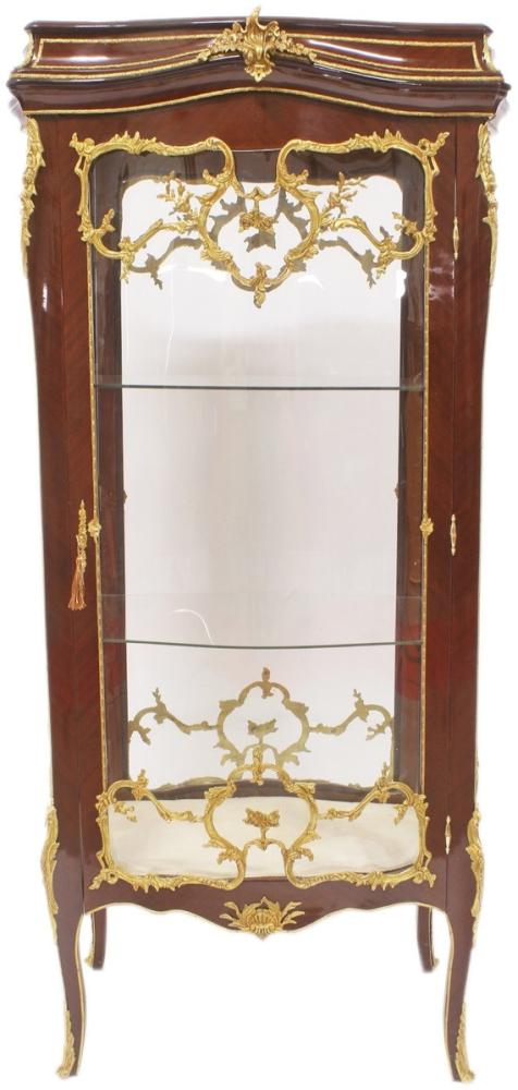 Casa Padrino Barock Glas Vitrine Vitrinenschrank - Barock Möbel - Vitrinenschrank 74 x 63 x H 174 cm - Wohnzimmerschrank Schrank Mahagoni / Gold Bild 1