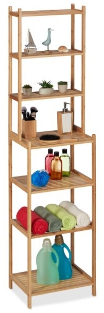 Hohes Badregal aus Bambus Bild 1