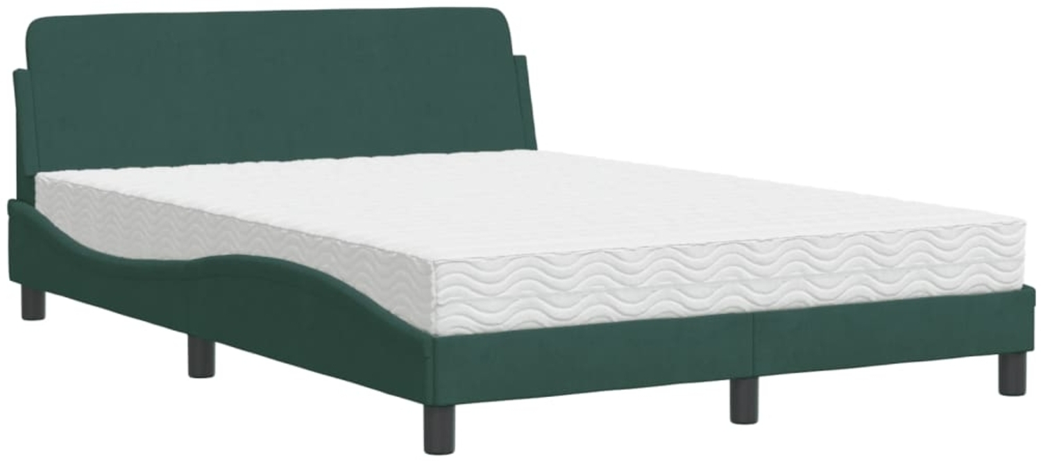 vidaXL Bett mit Matratze "Dover" Dunkelgrün 140x190 cm Samt 3208394 Bild 1