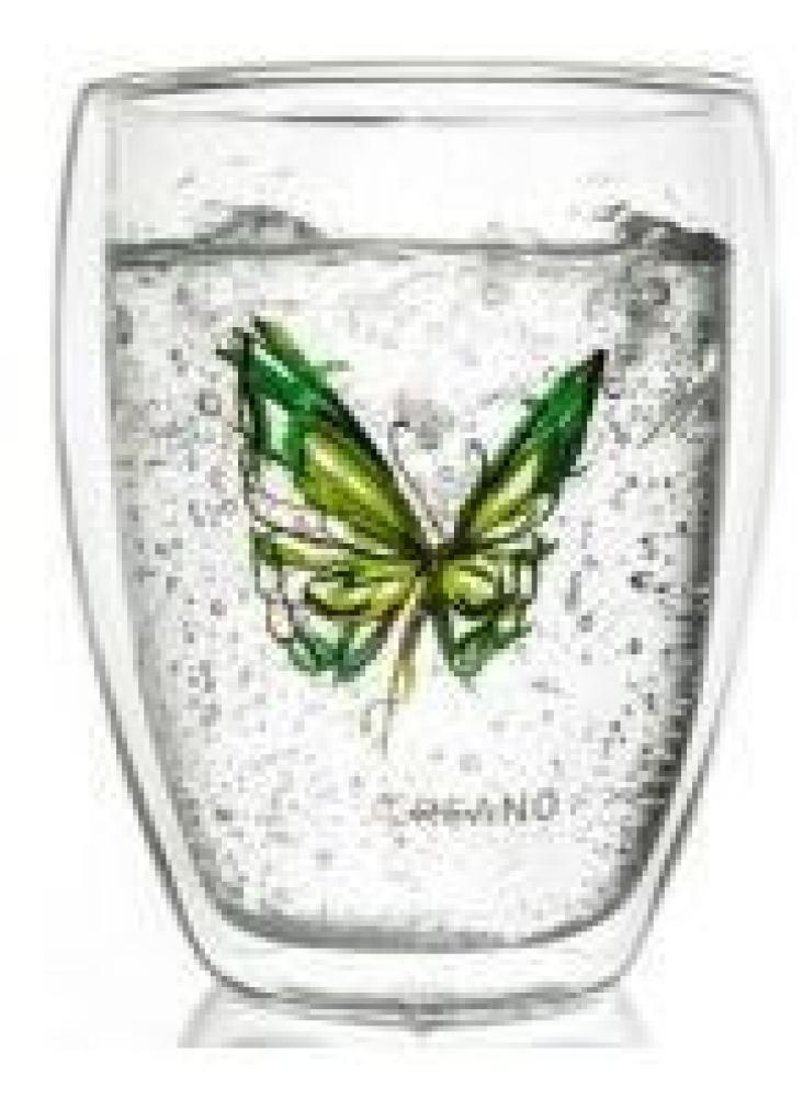 Creano Teeglas Creano doppelwandiges Tee-Glas, Latte Macchiato, Thermobecher Schmette, Glas, 1x bedrucktes Glas Bild 1