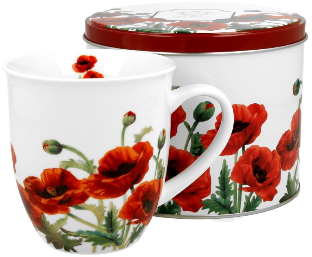 DUO FLORAL Becher 400 ml CLASSIC POPPIES in Metalldose, New Bone China Porzellan Bild 1