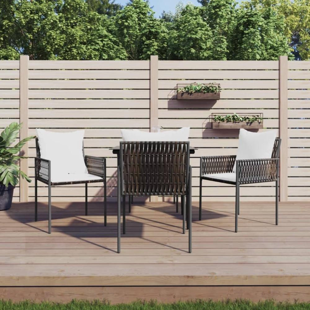 vidaXL Gartenstühle mit Kissen 4 Stk. Braun 54x61x83 cm Poly Rattan 3187087 Bild 1