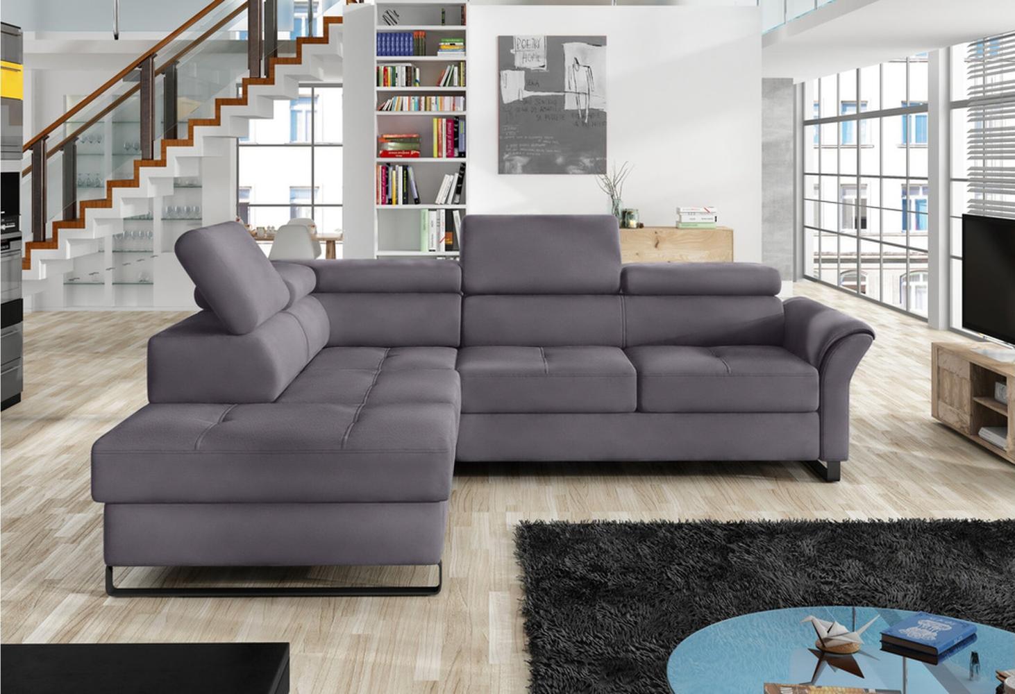 Stylefy Aventine Ecksofa Strukturstoff Grau Links Bild 1