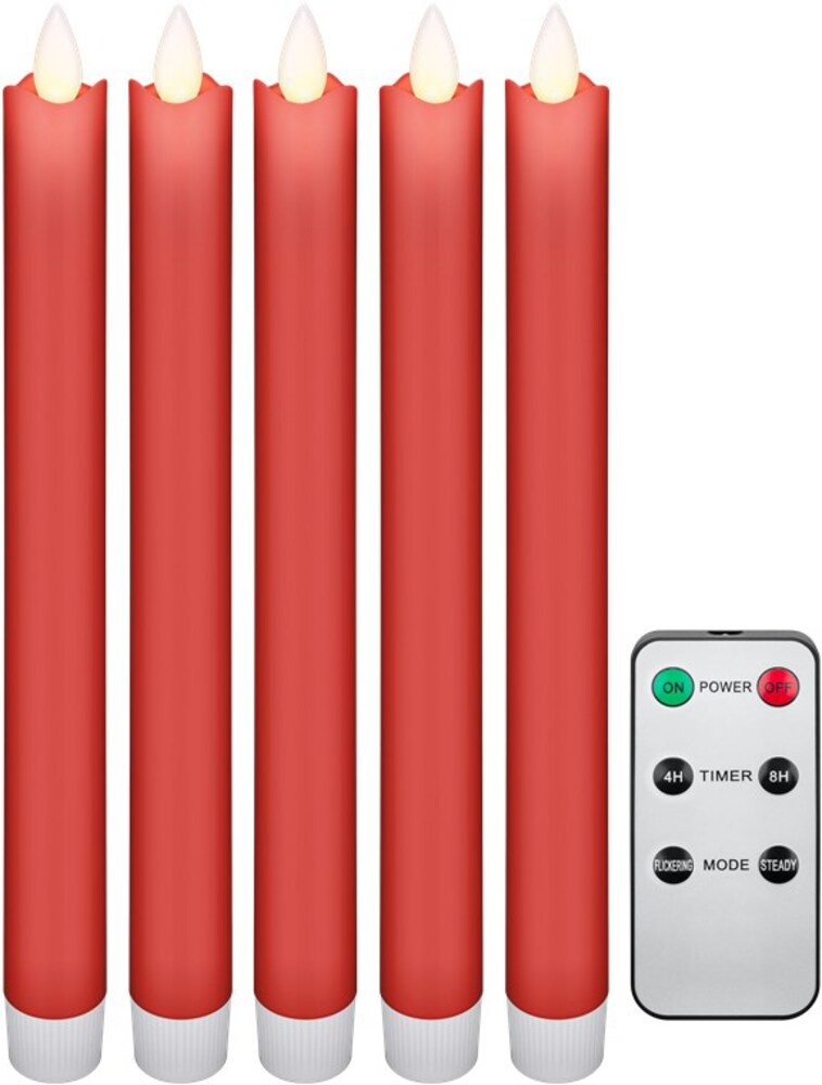 Goobay Set of 5 red LED real wax rod candles incl. remot Bild 1