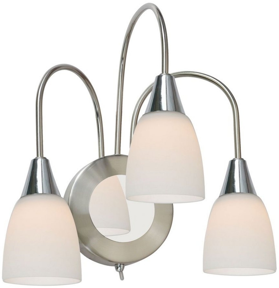 LED Wandleuchte nickel matt, Glas opal, B 26 cm Bild 1