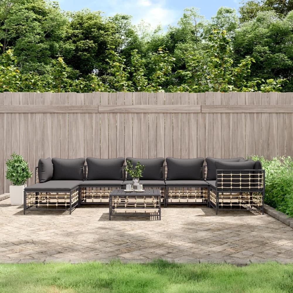 vidaXL 8-tlg. Garten-Lounge-Set mit Kissen Anthrazit Poly Rattan 3186777 Bild 1