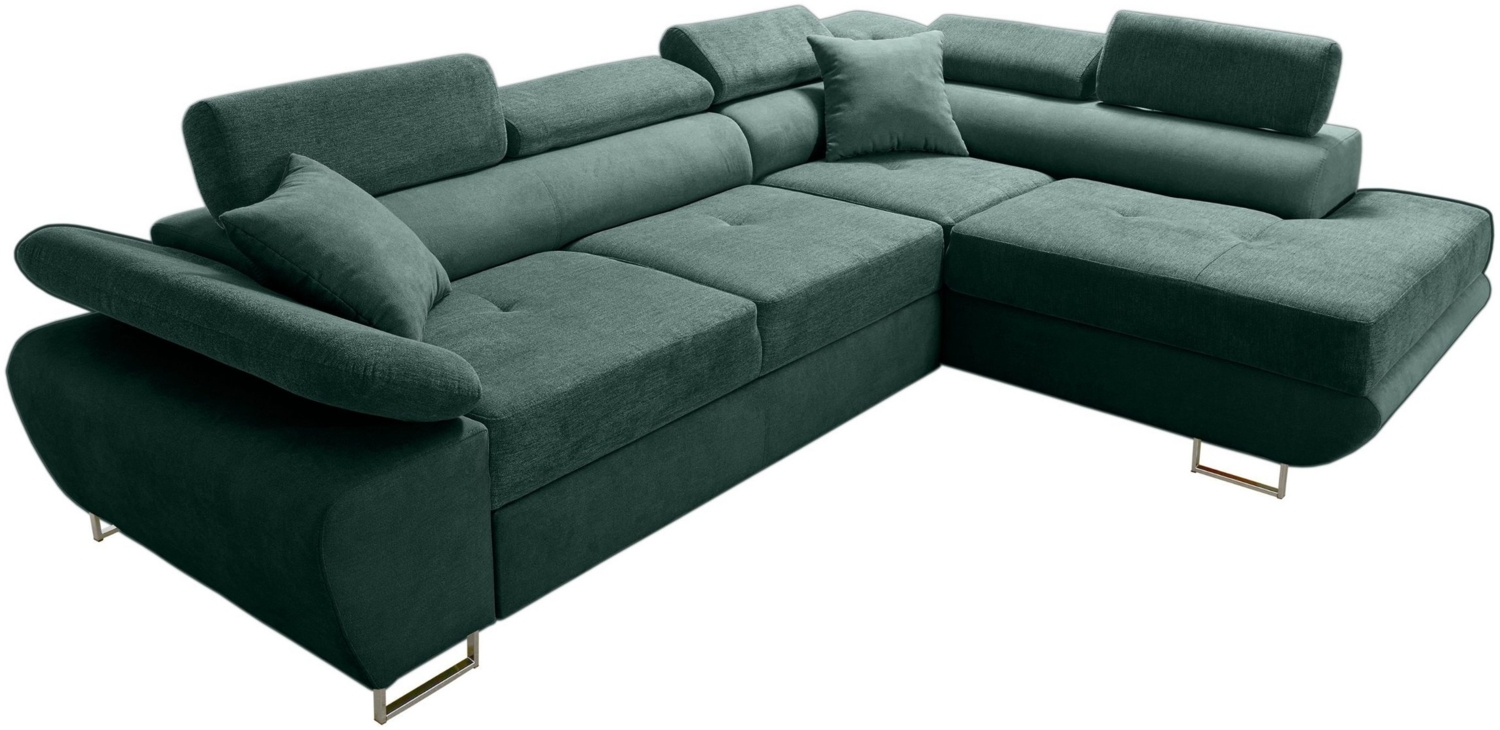 robin 'Premium Wenus' Ecksofa mit Schlaffunktion, Bettkasten und verstellbare Kopfstützen, Schaumstoff flaschengrün, 280 x 200 x 86 cm Bild 1