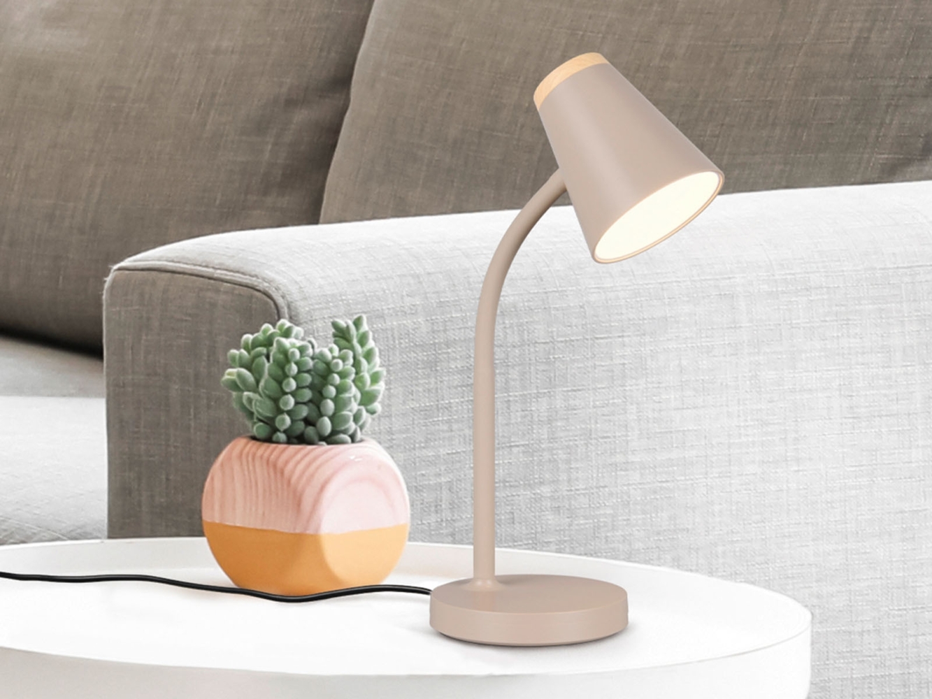 LED Schreibtischlampe PONGO Beige flexibel biegsam, Höhe 36cm Bild 1