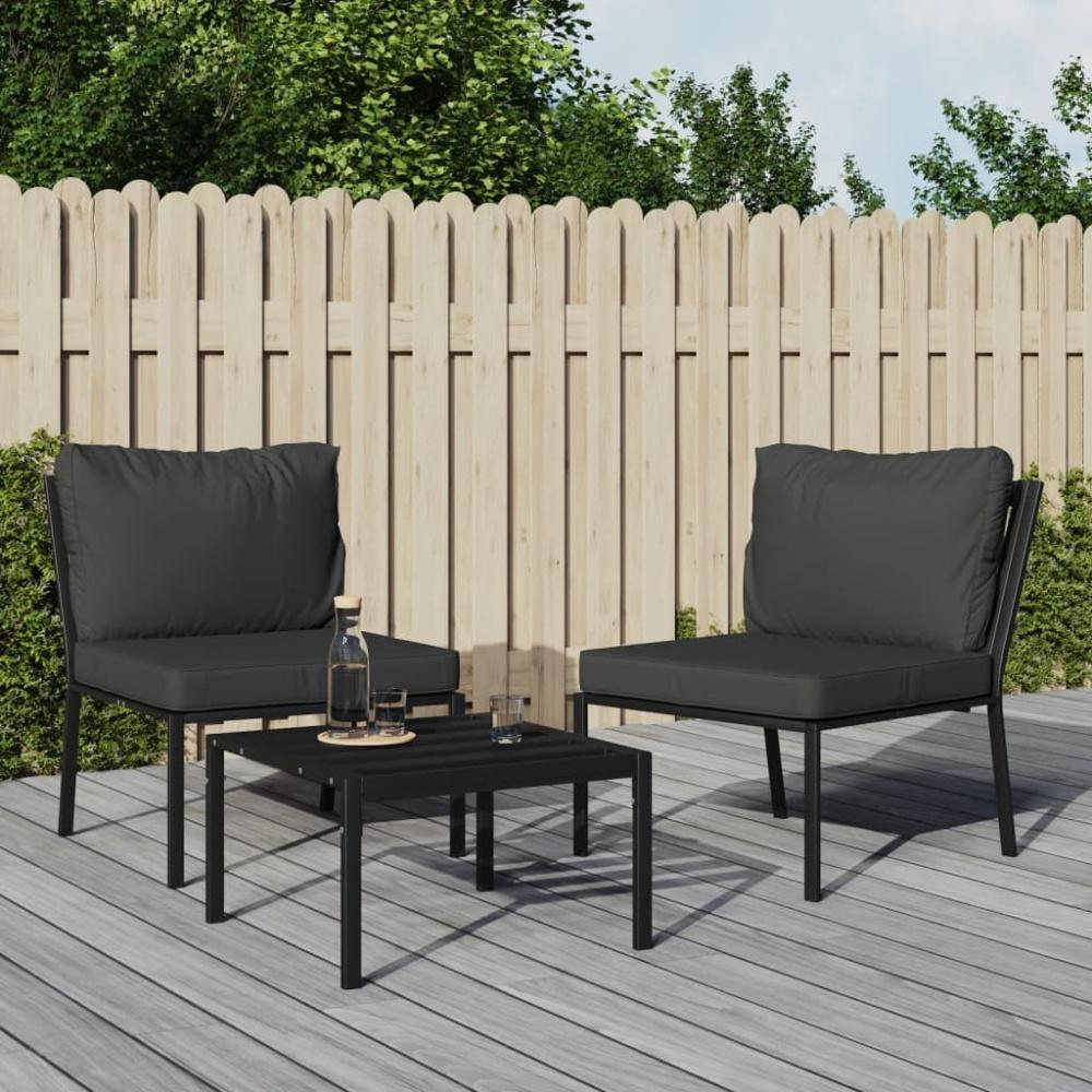 vidaXL Gartenstühle mit Grauen Kissen 2 Stk. 60x74x79 cm Stahl 362717 Bild 1