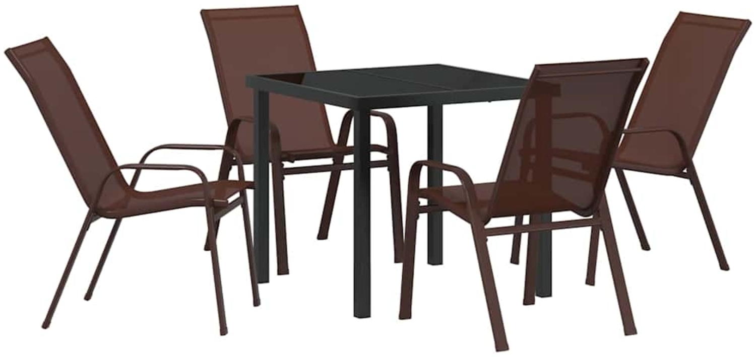 vidaXL Garten Essgruppe 5 pcs Braun Textilene und Stahl 3379129 Bild 1