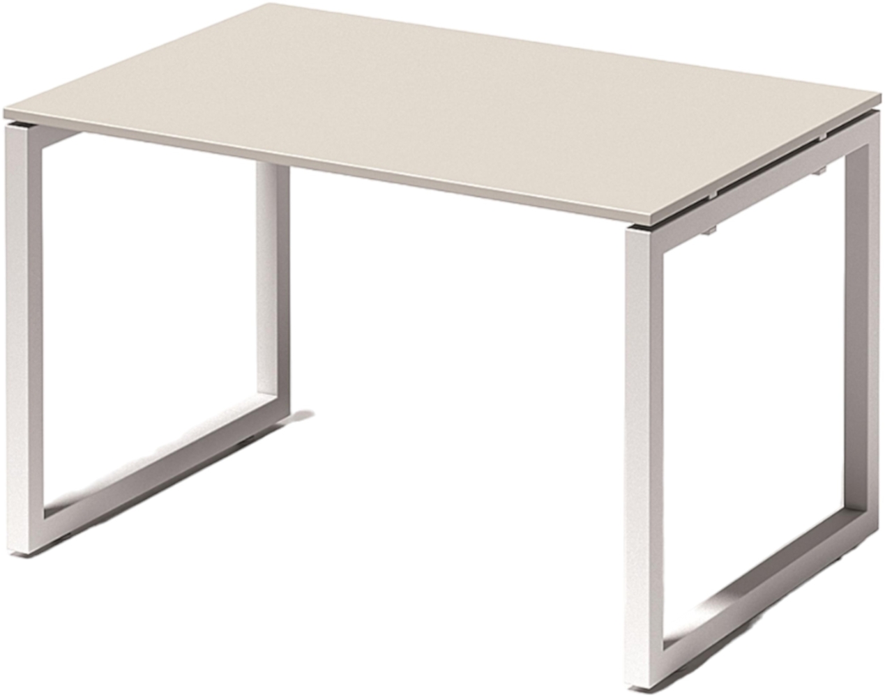 Bisley Cito Schreibtisch 120x80 cm, Tischplatte in grau, O-Gestell in Weiß - Bürotisch & Computertisch, PC Tisch für's Büro, Arbeitshöhe: 74 cm, DOF1208-GW-396 Bild 1