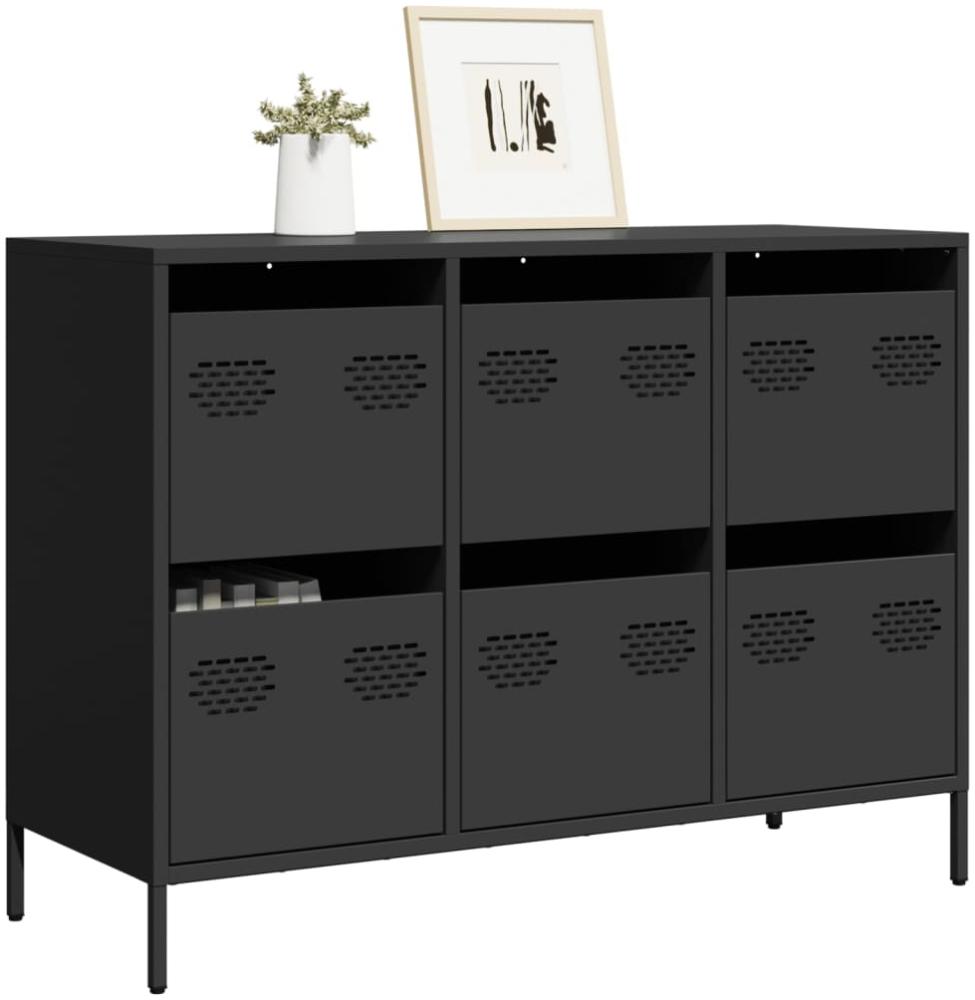 vidaXL Sideboard Schwarz 101,5x39x73,5 cm Kaltgewalzter Stahl 851262 Bild 1