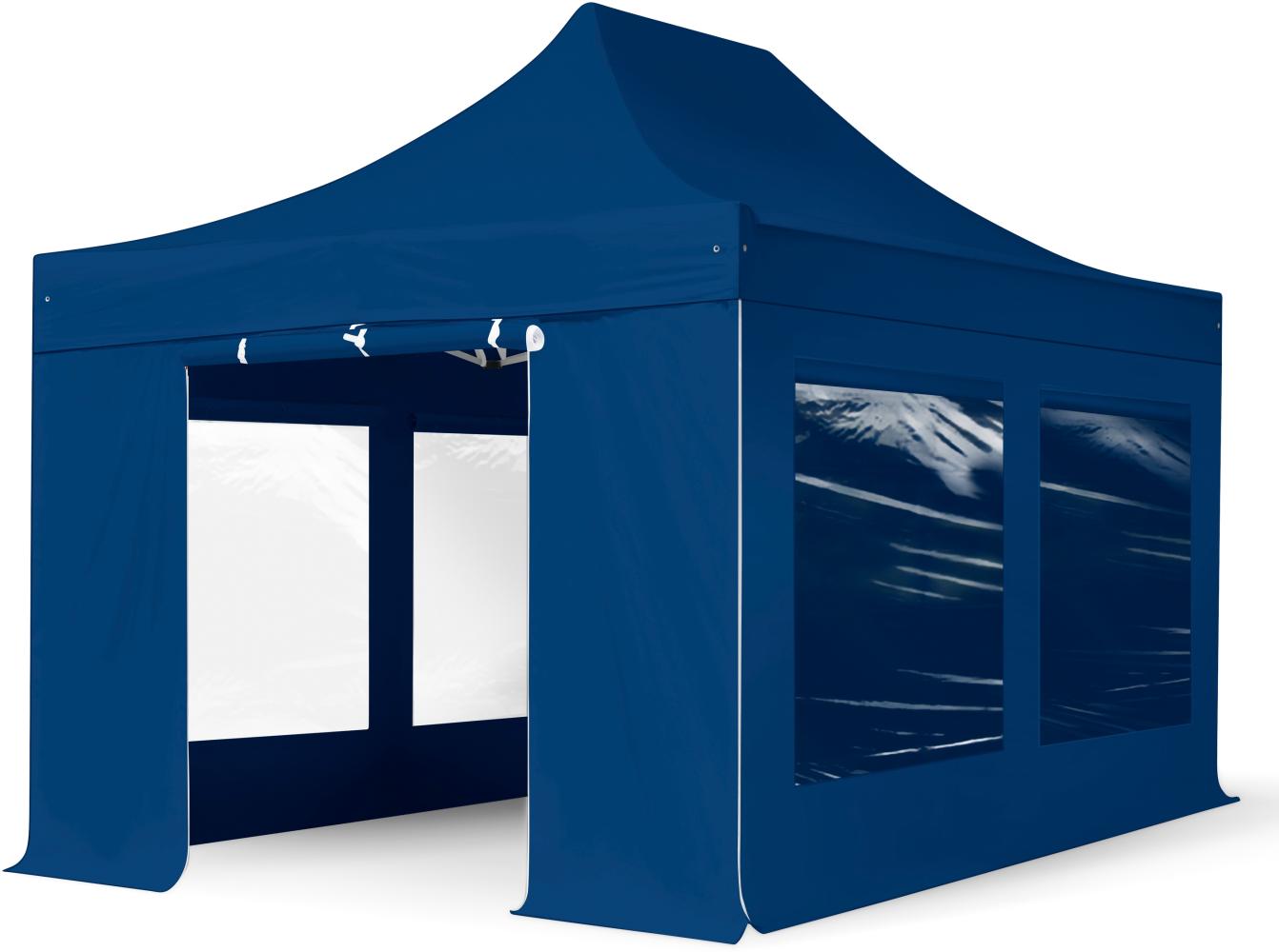 3x4,5 m Faltpavillon PROFESSIONAL Alu 40mm, Seitenteile mit Panoramafenstern, blau Bild 1