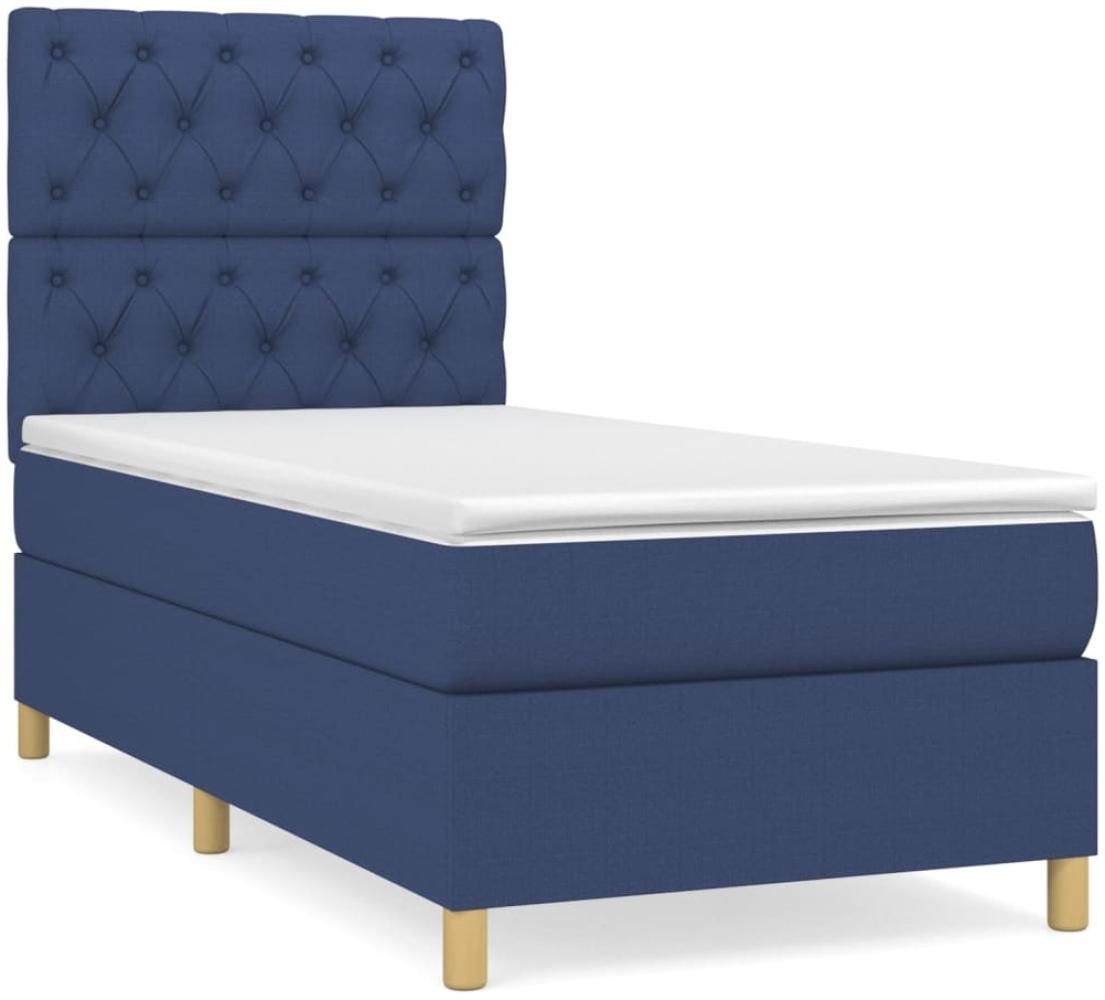 vidaXL Boxspringbett mit Matratze Blau 80x200 cm Stoff 3142535 Bild 1