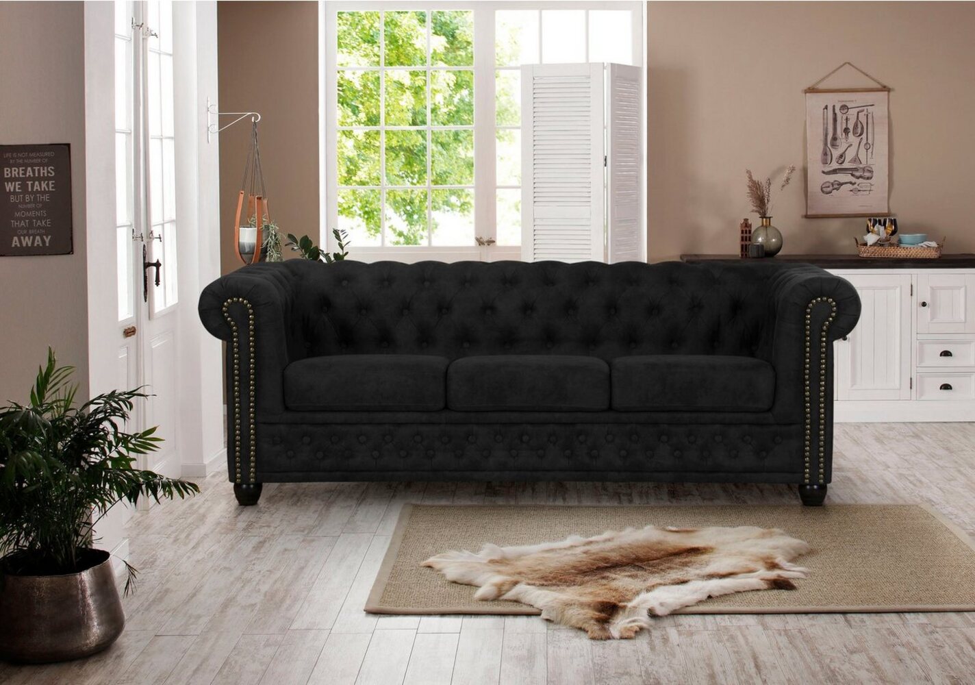 Home affaire Chesterfield-Sofa Rysum, Chesterfield-Optik, in 2 Bezugsqualitäten, 2 Ausf. schnell lieferbar Bild 1