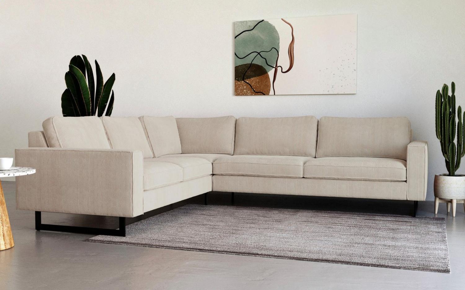 Places of Style Ecksofa Pinto, 250/290 cm, langer Schenkel, XXL, Ottomane, Cord, Feincord, Luxus-Microfaser Leder und Chenille Bild 1