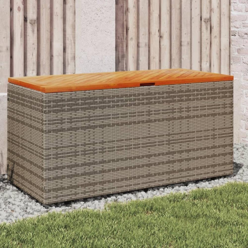 vidaXL Gartentruhe Grau 110x50x54 cm Poly Rattan Akazienholz 365956 Bild 1