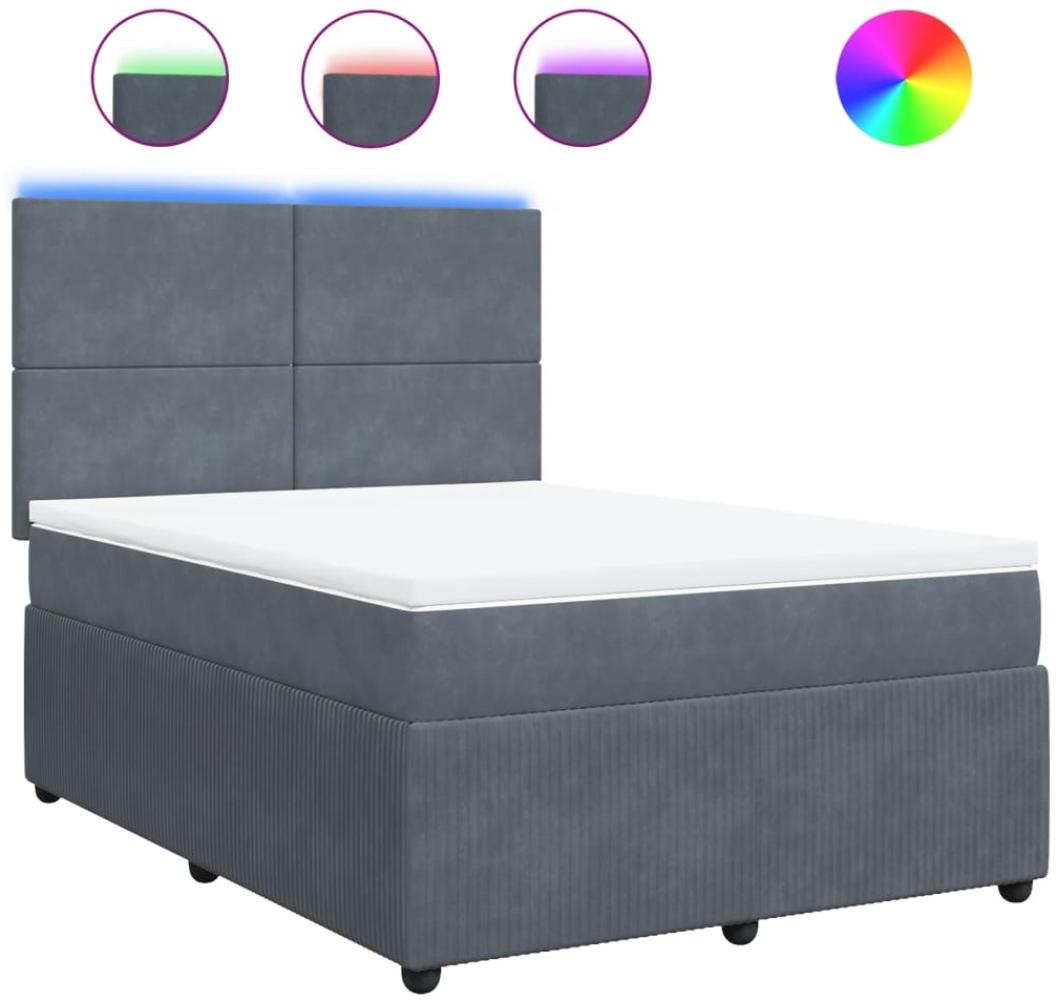 vidaXL Boxspringbett mit Matratze Dunkelgrau 140x190 cm Samt 3294629 Bild 1