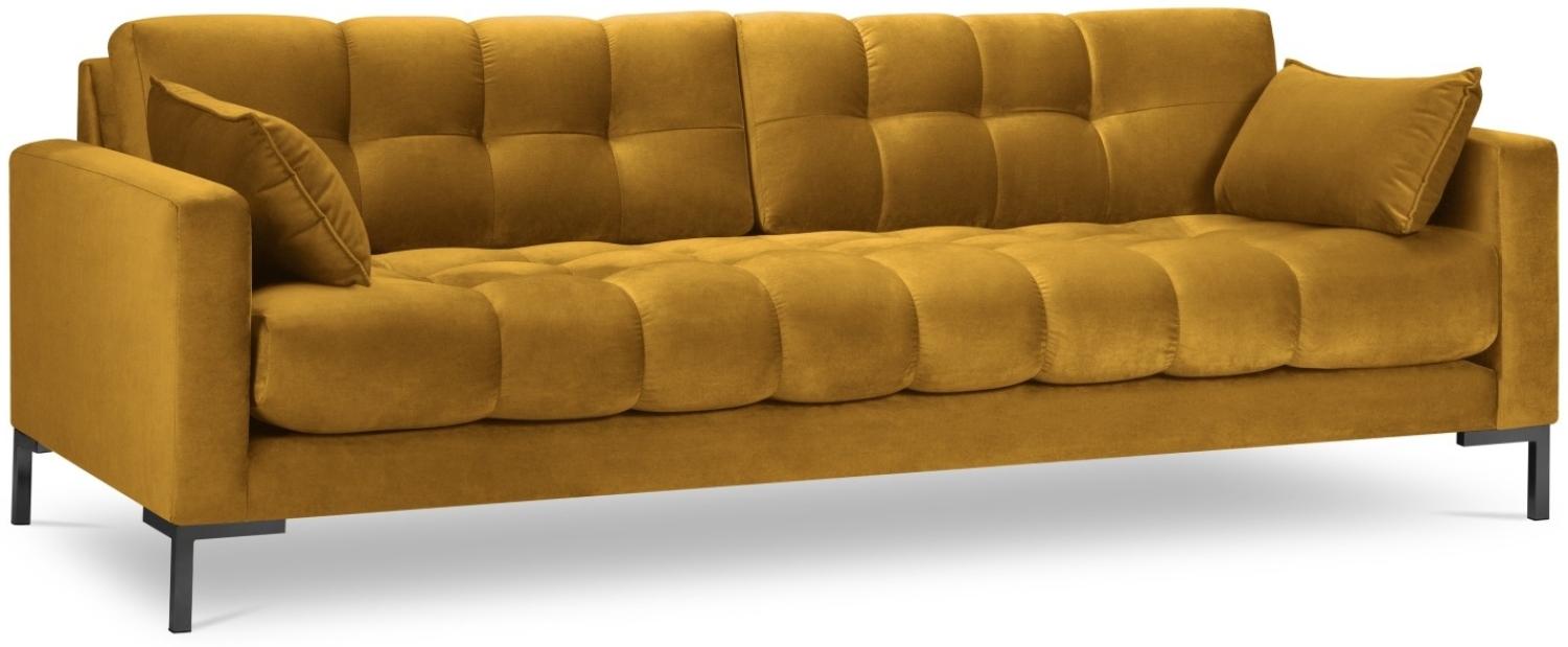 Micadoni 4-Sitzer Samtstoff Sofa Mamaia | Bezug Yellow | Beinfarbe Black Metal Bild 1