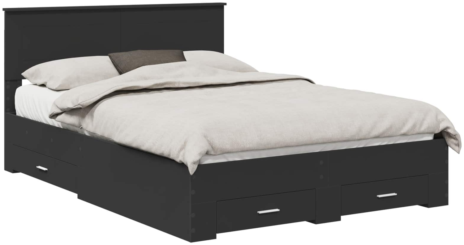 vidaXL Bettrahmen Schwarz und Silber 150x200 cm Holzwerkstoff 3408248 Bild 1