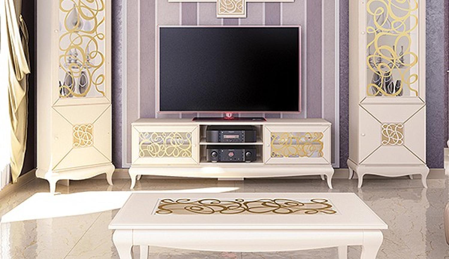 Lowboard Harmonie TV-Unterschrank 181cm creme Front MDF Bild 1