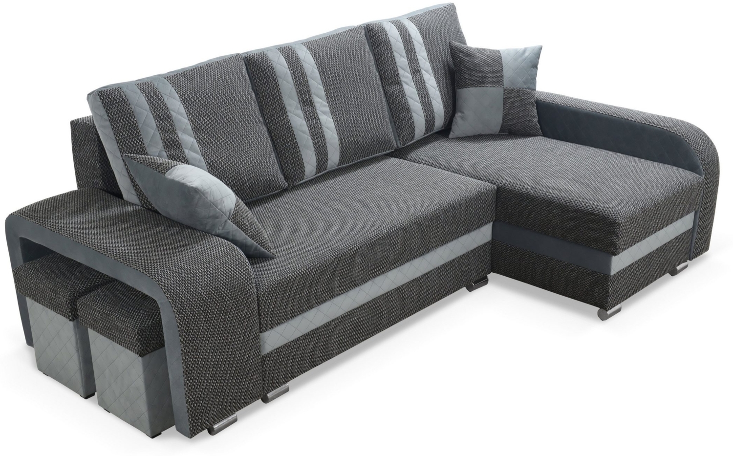 robin Ecksofa Ecksofa York Schlafcouch mit Kleine Kissen Hocker Eckcouch grau (H 102 x T 165 x B 245 cm) Bild 1