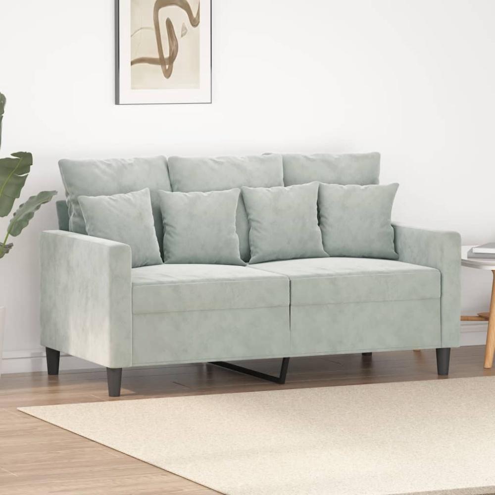 vidaXL 2-Sitzer-Sofa Hellgrau 120 cm Samt Bild 1