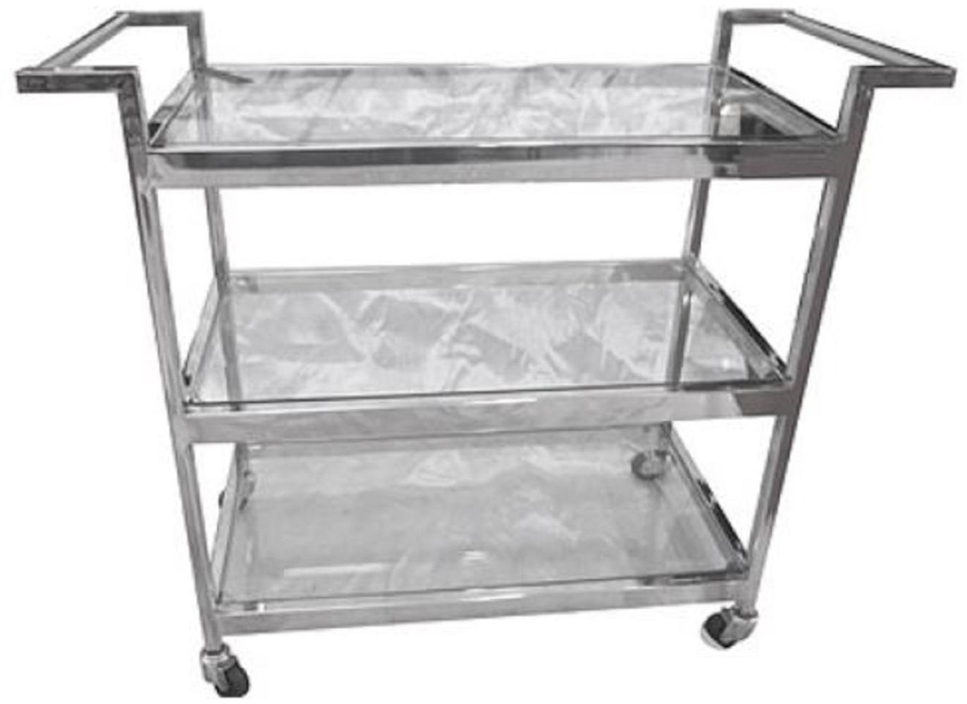 Casa Padrino Luxus Servierwagen Silber 93x40 x H. 79 cm - Hotel Restaurant Gastronomie Trolley Bild 1