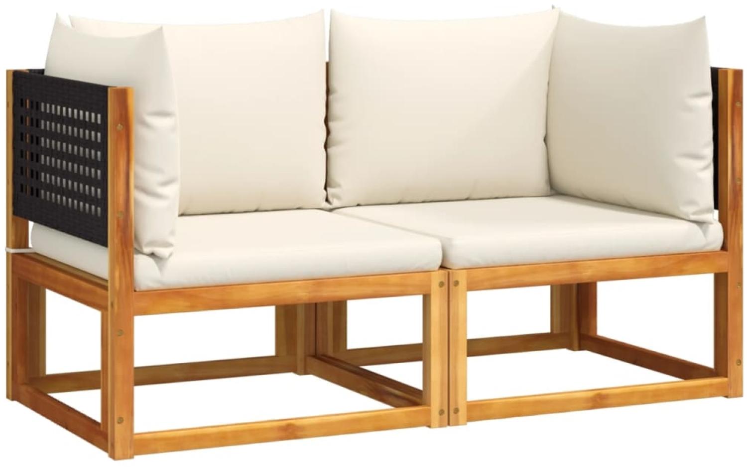 vidaXL Gartensofas-Ecke mit Kissen 2 Stk. Holz Akazie & Rattan 3278876 Bild 1