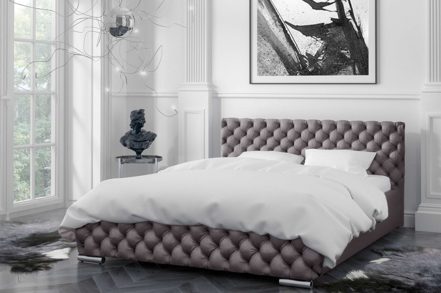 99rooms Alameda Polsterbett Kunstleder SOFT Grau 120x200 cm ohne Bettkasten Bild 1