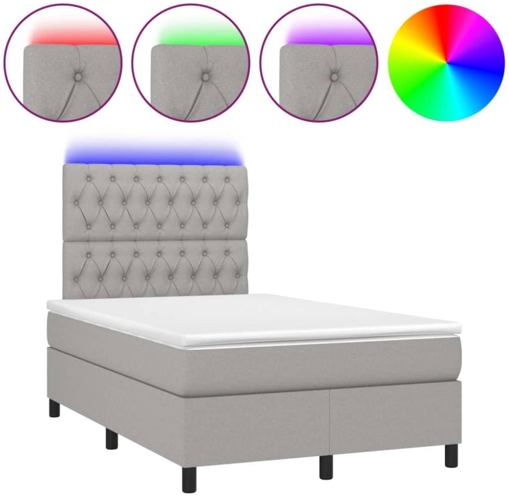 Boxspringbett mit Matratze & LED Stoff Hellgrau 120x200 cm, Härtegrad: H2 [3135101] Bild 1