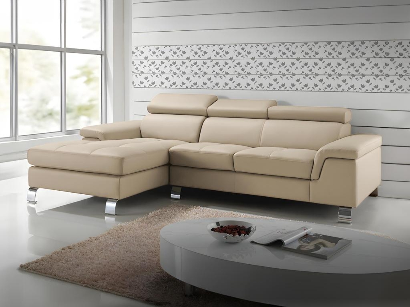 Ecksofa Leder MISHIMA - Taupe - Ecke Links Bild 1