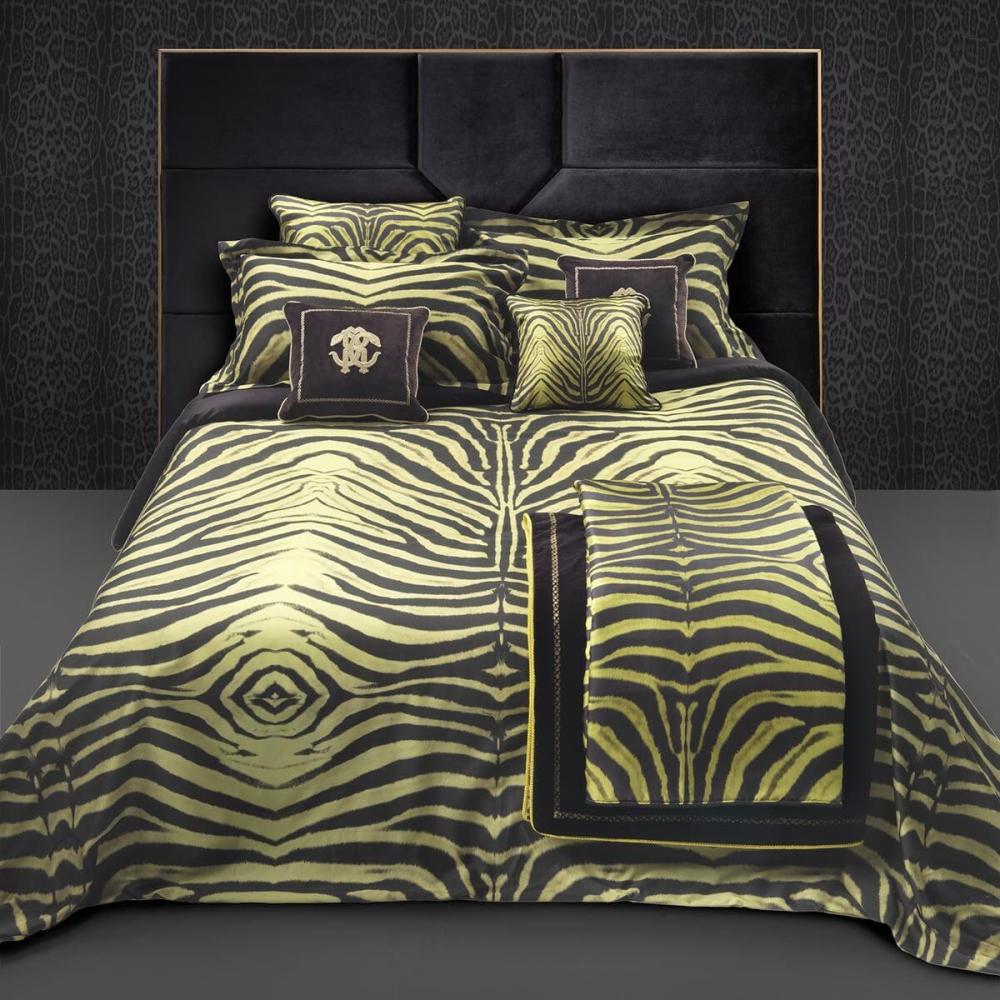 Roberto Cavalli Mako-Satin Bettwäsche Mirror Zebra yellow|135x200 cm + 80x80 cm Bild 1