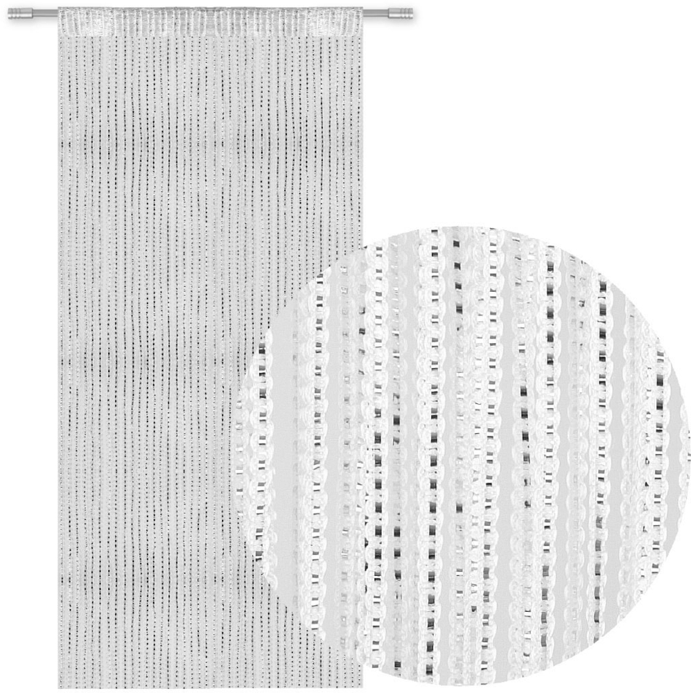 Fadenvorhang Lurex-Optik weiß, Auswahl: Stangendurchzug 90 x 250 cm Bild 1