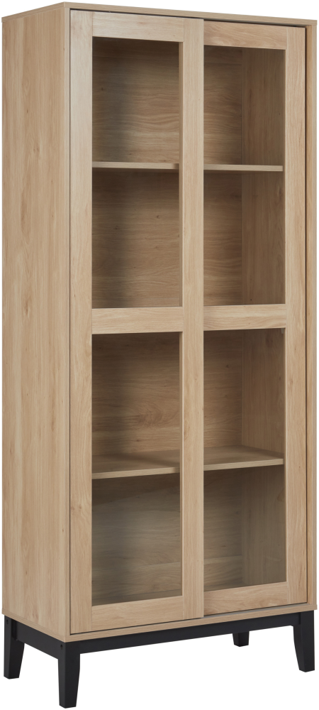 Vitrine RUMSON 80 cm 40 cm Heller Holzfarbton Bild 1