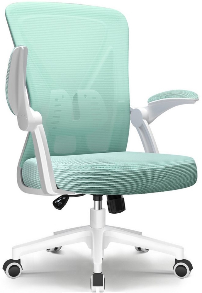 Lexzurn Bürostuhl Bürostuhl ergonomisch, Chefsessel Drehstuhl mit Lendenwirbelstütze (Computerstuhl Home Office Chair), Höhenverstellbarer Netzstuhl mit Klappbare Armlehnen Bild 1