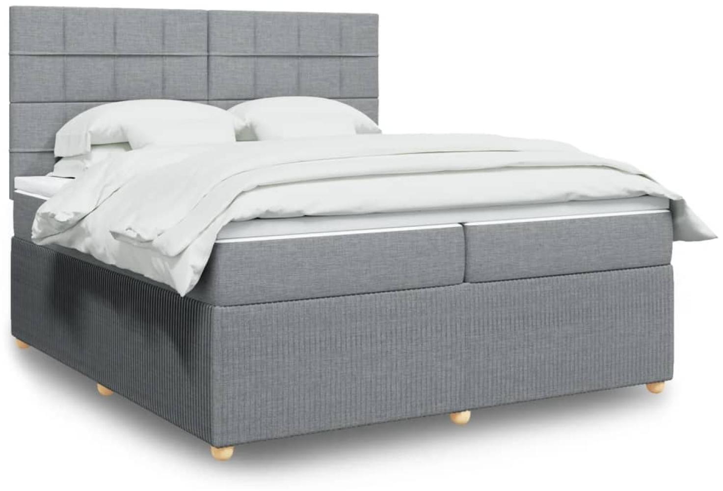 vidaXL Boxspringbett mit Matratze Hellgrau 200x200 cm Stoff 3294463 Bild 1