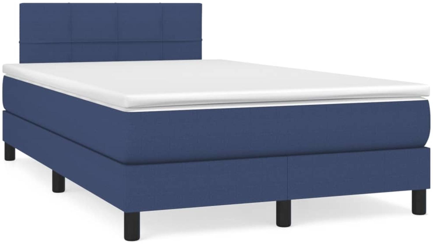 vidaXL Boxspringbett mit Matratze Blau 120x190 cm Stoff 3269729 Bild 1