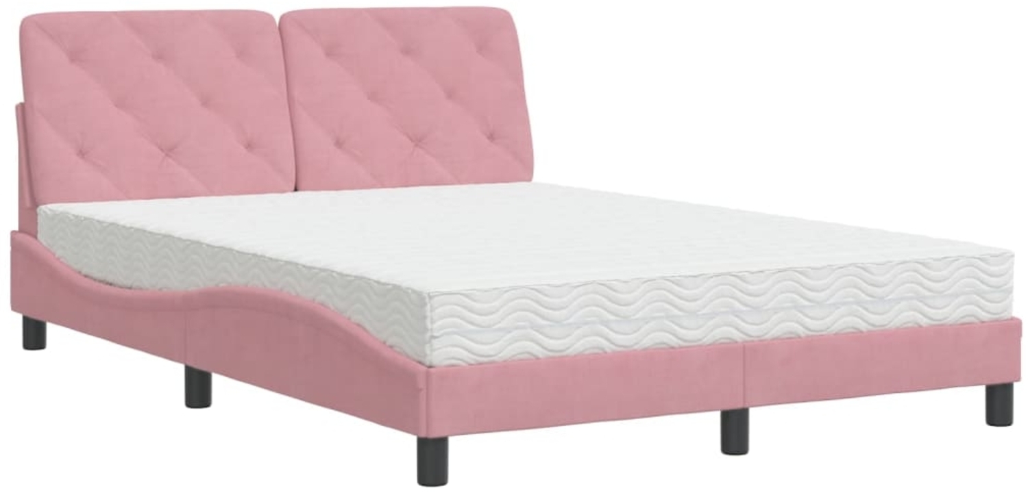 vidaXL Bett mit Matratze Rosa 140x190 cm Samt 3208657 Bild 1