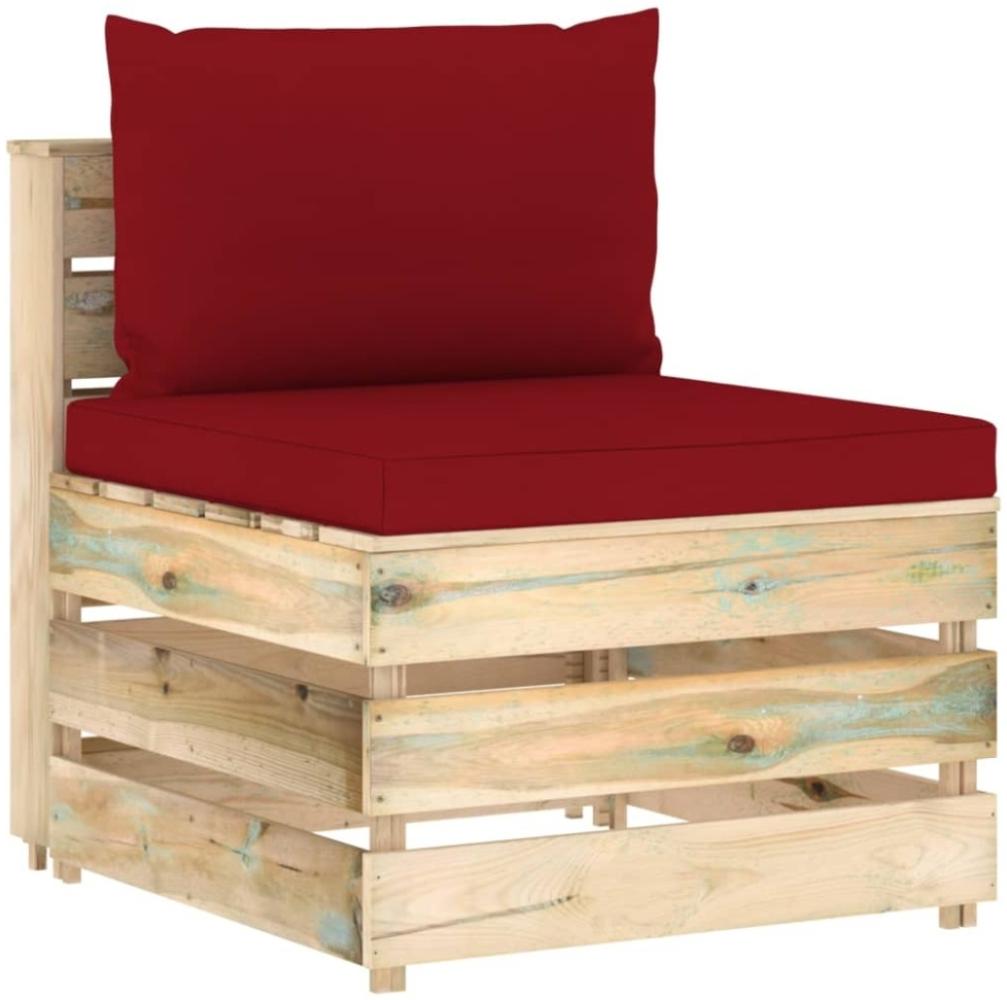 Modulares Mittelsofa mit Kissen Grün Imprägniertes Holz Bild 1