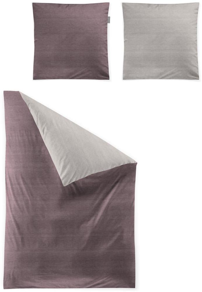 Irisette Mako-Satin Bettwäsche Wave 8557|135x200 cm + 80x80 cm| mauveIrisette Mako-Satin Bettwäsche Wave 8557 Bild 1