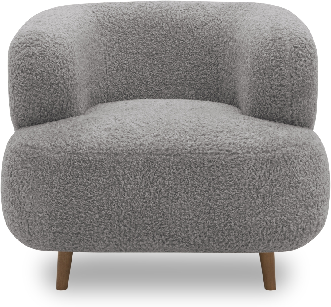 DOMO. collection Sessel 800 014, Polstersessel in organischer Form mit Taschenfederkern, gepolsterte Rückenlehne, Holzfüße, Armsessel, Cocktailsessel, Loungesessel, 90 x 86 x 73 cm (BxTxH), grau Bild 1