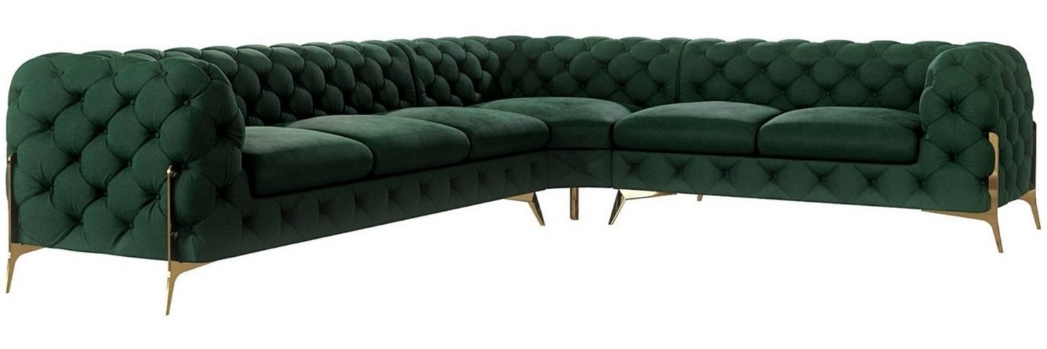 S-Style Möbel Ecksofa Ashley, Chesterfield mit Goldenen Metall Füßen, mit Wellenfederung Bild 1