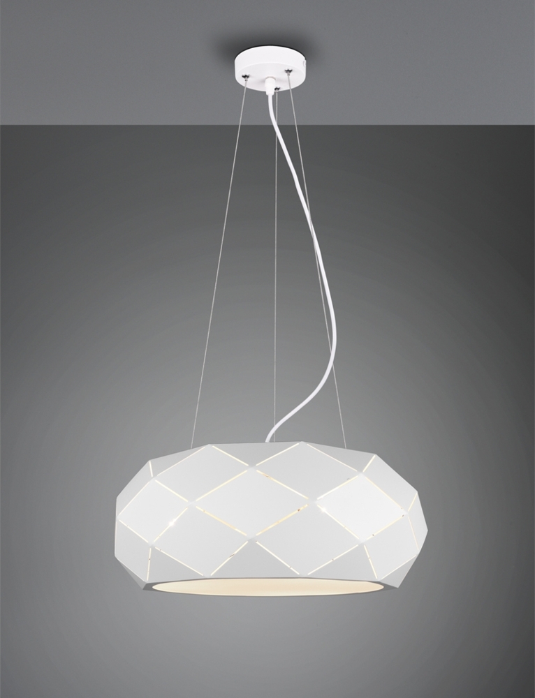Große Pendelleuchte ZANDOR mit Lasercut Muster Weiß matt, Ø 50cm Bild 1
