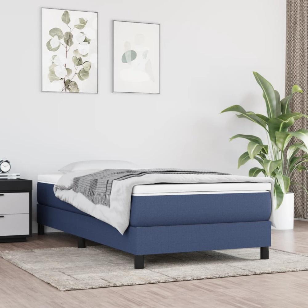 vidaXL Boxspringbett mit Matratze Blau 100x200 cm Stoff 3144059 Bild 1