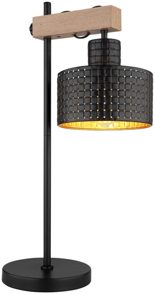 Große LED Tischleuchte Metall mit Stanzmuster Schwarz Gold, Höhe 55cm Bild 1