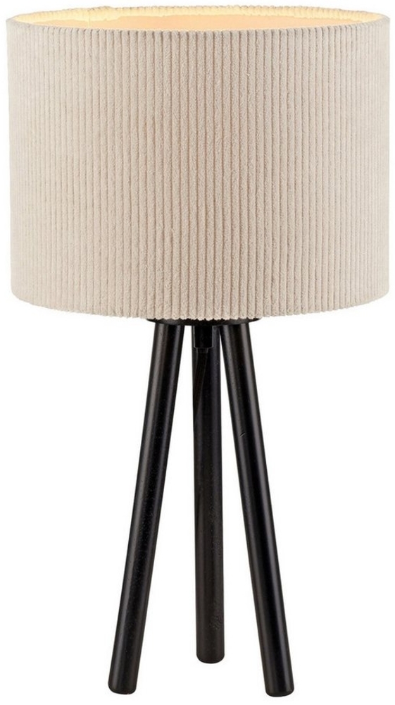 JUST LIGHT Tischleuchte DURO, H 45 cm, Beige, Schwarz, Kunststoff, ohne Leuchtmittel, Lampenschirm aus Cord, 100% klimaneutralisiert Bild 1