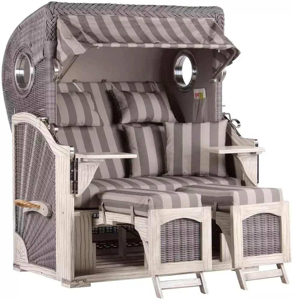 Strandkorb Amrum Mahagoni washed grey PE koboo grey Dessin 537 Bild 1